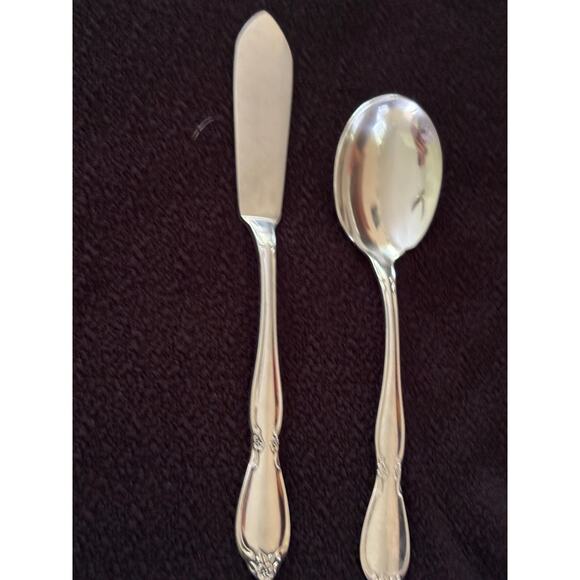 Oneida Community Chatelaine Stainless Flatware one Sugar Spoon  One Butter Knife - Picture 1 of 10
